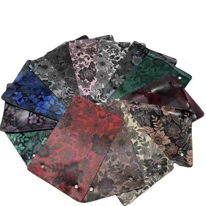 3D Metal Mirror Embossed Pattern Artificial Polyurethane Leather Bags For Shoe Upper Handbags Wallets