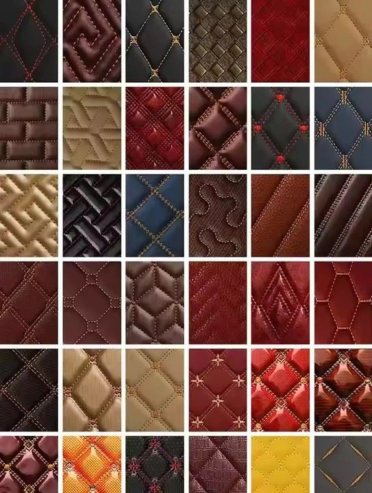 Customized Various Embroidered Design Pattern Synthetic Leather Product For Car Seat And Floor Mat