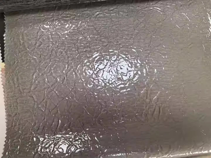 High Quality Candy Colored Winkled 3D Patent PU Vegan Faux Synthetic Leather Raw Shoe Material For Shoes Bag Making Materials