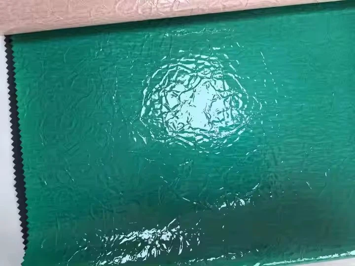 High Quality Candy Colored Winkled 3D Patent PU Vegan Faux Synthetic Leather Raw Shoe Material For Shoes Bag Making Materials