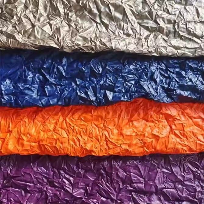 New Style Crumpled Pleated Vegan Faux Leather Fabric For Handbags Purse Product