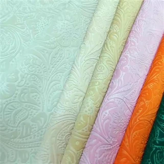 Flower 3D релефна имитация Velvet Effect Synthetic PU кожа за обувки за чанти