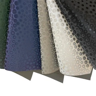 Отпечатан кръг мехурче модел холографски синтетичен PU изкуствена кожа тъкан за обувки чанта чанта портмонета